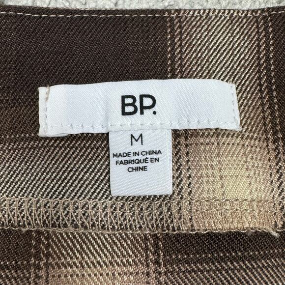 BP Nordstrom Brown Plaid Mini Skirt Size M Ombre Front Slit Academia Coquette - Picture 7 of 10